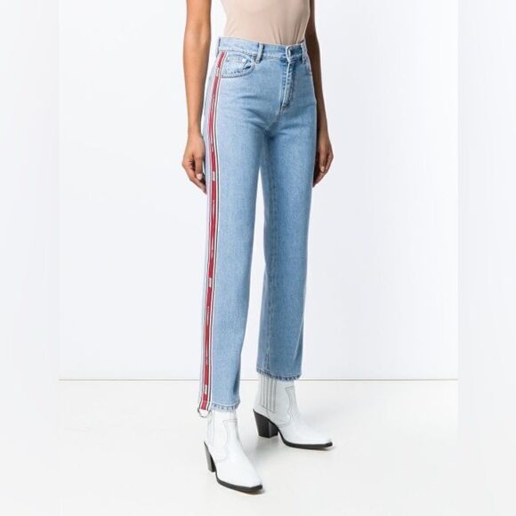 MSGM Logo Side Stripe Straight Jeans - Picture 1 of 11